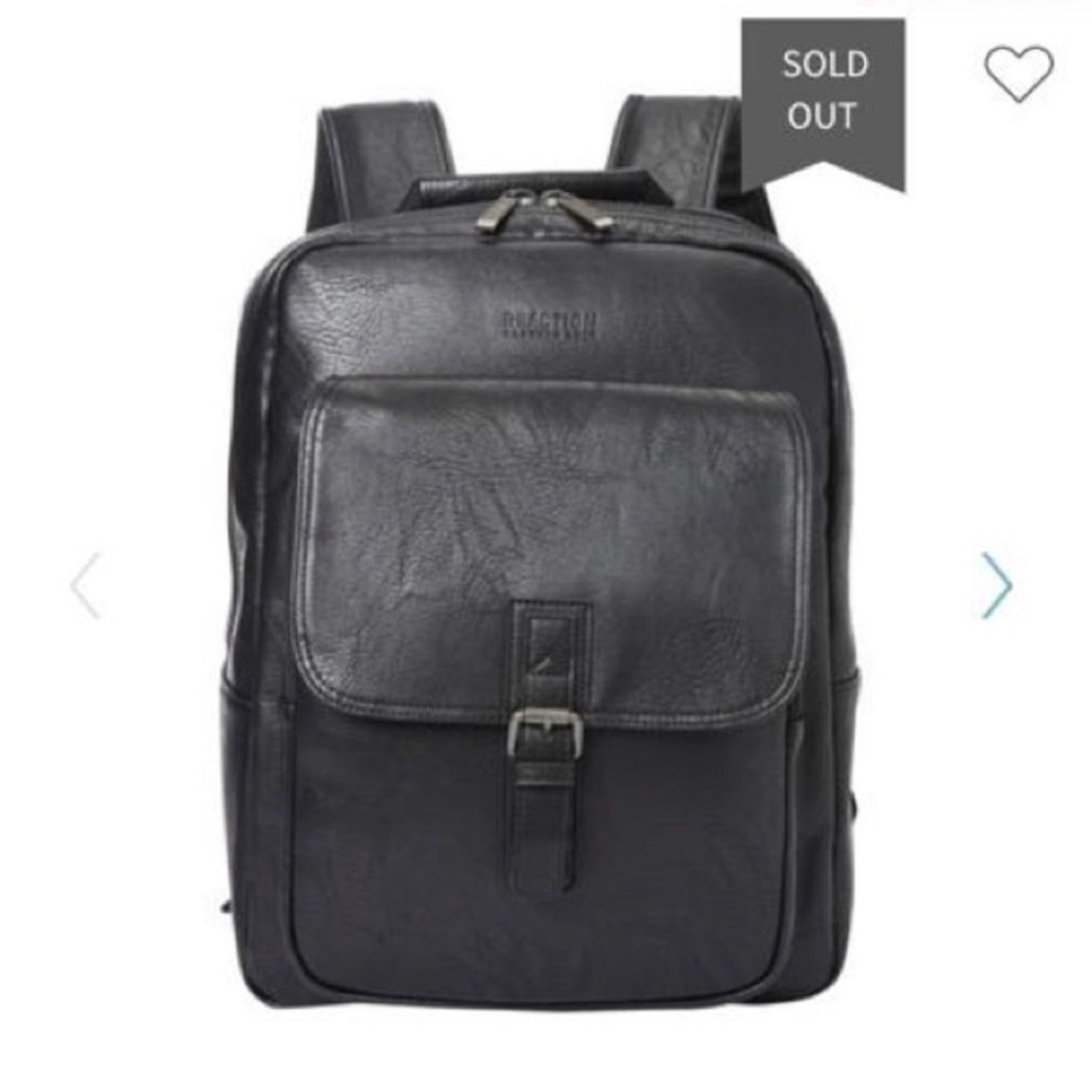 Kenneth Cole Reaction Black Faux Leather Backpack